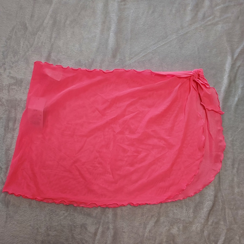 Wild Fable Neon Pink Mesh Sarong Wrap Skirt NWT S/M Y2K Barbiecore Coverup